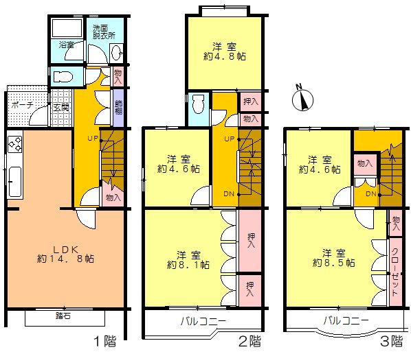 Floor plan. 5LDK, Price 10.5 million yen, Footprint 115.05 sq m , Balcony area 8.33 sq m