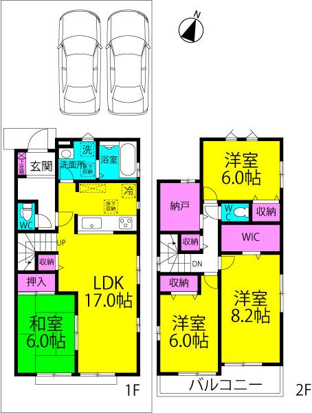 Floor plan. 29,300,000 yen, 4LDK + S (storeroom), Land area 123.28 sq m , Building area 108.89 sq m