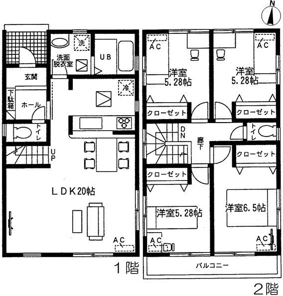 Floor plan. (1 Building), Price 26,900,000 yen, 4LDK, Land area 121.19 sq m , Building area 96.9 sq m