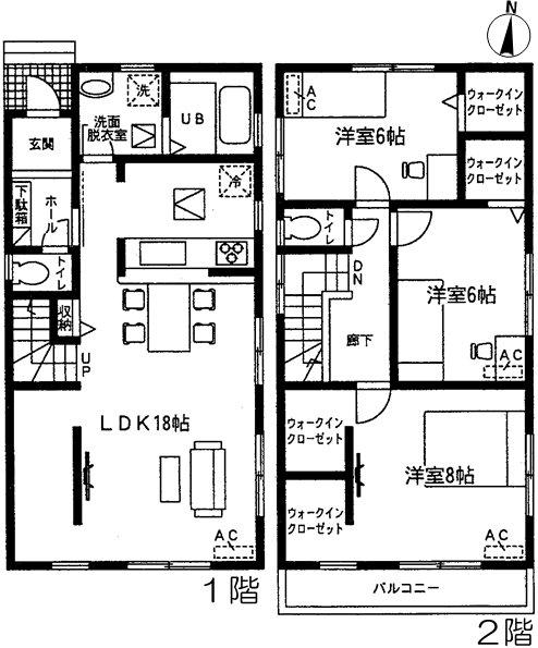Floor plan. (Building 2), Price 27.5 million yen, 3LDK, Land area 131.38 sq m , Building area 98.97 sq m