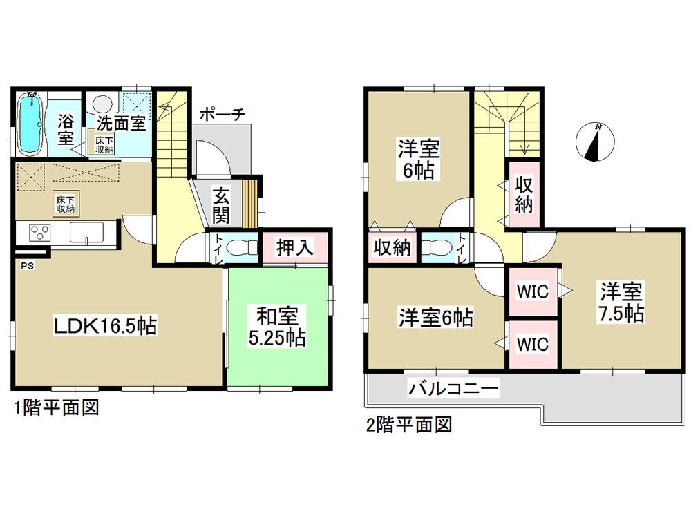 Floor plan. (1 Building), Price 24,900,000 yen, 4LDK, Land area 128.61 sq m , Building area 98.95 sq m