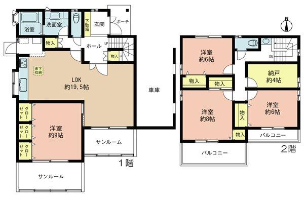 Floor plan. 23.4 million yen, 4LDK + S (storeroom), Land area 250.75 sq m , Building area 145.33 sq m