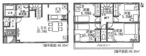 Floor plan. 26,800,000 yen, 4LDK, Land area 123.65 sq m , Building area 97.72 sq m