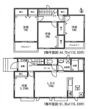 Floor plan. 24,800,000 yen, 4LDK, Land area 121.94 sq m , Building area 96.07 sq m