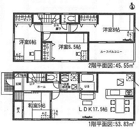 Floor plan. (1 Building), Price 22,900,000 yen, 4LDK, Land area 139.69 sq m , Building area 99.38 sq m