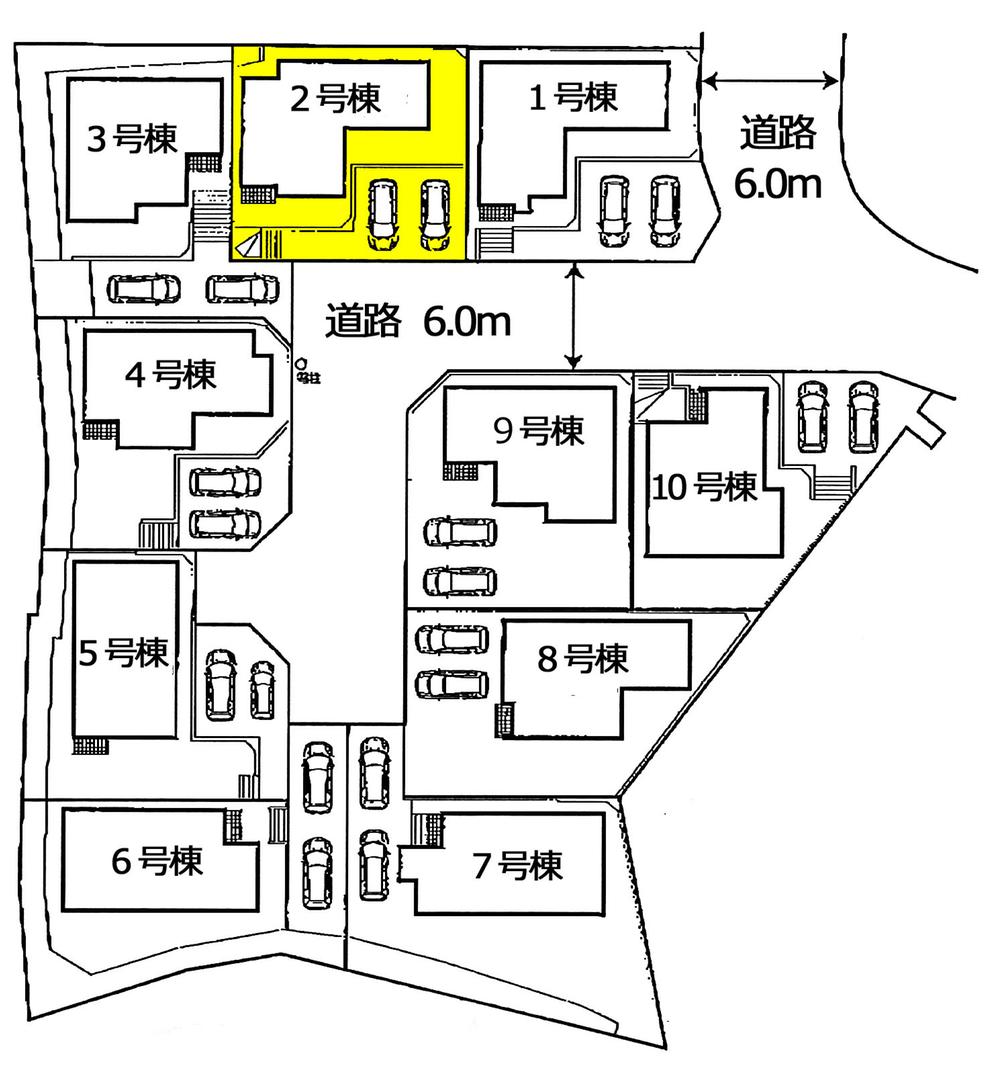 The entire compartment Figure. The property is 2 Building. Shaping land ・ Two cars parallel parking Allowed!