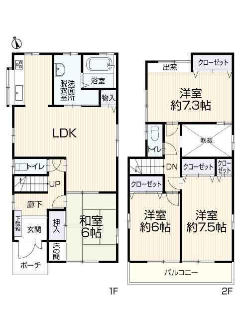 Floor plan. 23.8 million yen, 4LDK, Land area 122.11 sq m , Building area 103.68 sq m