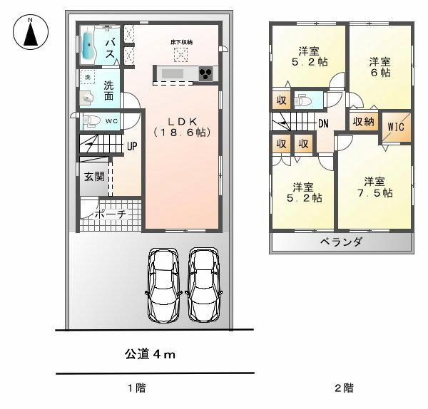 Floor plan. 26,900,000 yen, 4LDK, Land area 107.64 sq m , Building area 98.53 sq m
