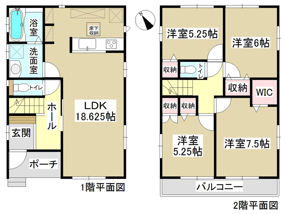 Floor plan. (Building 2), Price 24,900,000 yen, 4LDK, Land area 107.64 sq m , Building area 98.53 sq m