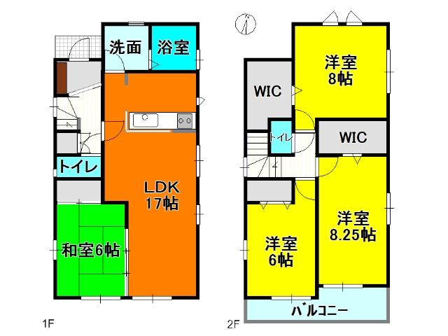 Floor plan. (1 Building), Price 29,900,000 yen, 4LDK, Land area 123.28 sq m , Building area 108.06 sq m