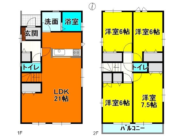 Floor plan. (5 Building), Price 29.5 million yen, 4LDK, Land area 123.28 sq m , Building area 106.82 sq m