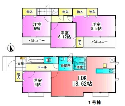 Floor plan. (1 Building), Price 26,800,000 yen, 4LDK, Land area 160.22 sq m , Building area 105.18 sq m