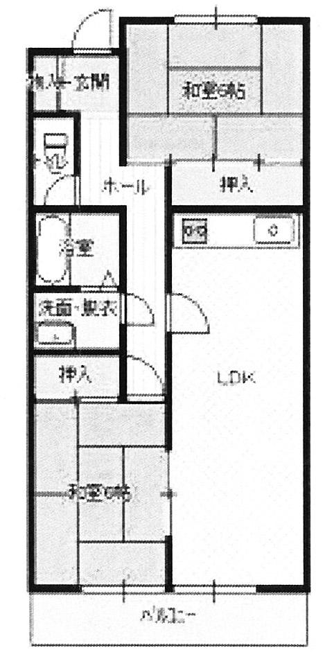 Floor plan. 2LDK, Price 9.8 million yen, Occupied area 52.52 sq m