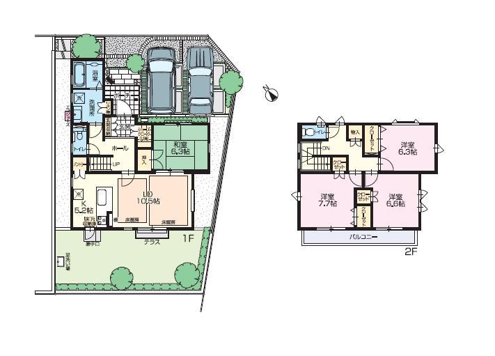 Floor plan. (Phase 2 secondary No.3), Price 42,400,000 yen, 4LDK, Land area 165.76 sq m , Building area 113 sq m