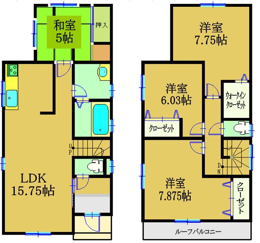 Floor plan. (1 Building), Price 24,800,000 yen, 4LDK, Land area 124 sq m , Building area 97.94 sq m