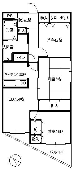 Floor plan. 3LDK, Price 13.8 million yen, Occupied area 67.42 sq m