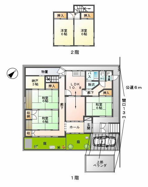 Floor plan. 13,850,000 yen, 5LDK, Land area 199.57 sq m , Building area 116.19 sq m