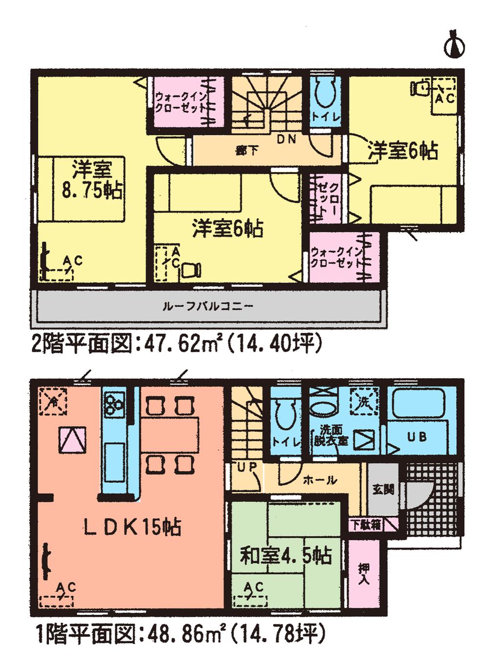 Floor plan. (3 Building), Price 24,800,000 yen, 4LDK, Land area 136.13 sq m , Building area 96.48 sq m
