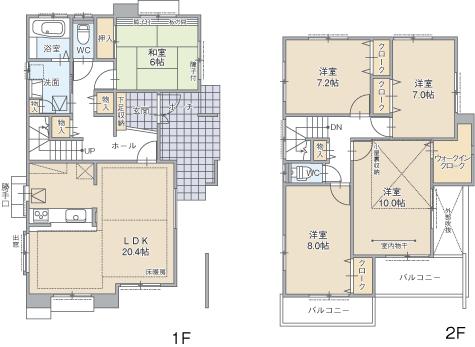 Floor plan. (A Building), Price 33,800,000 yen, 5LDK, Land area 248.84 sq m , Building area 141.94 sq m