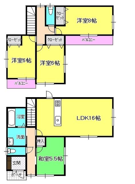 Floor plan. 22,800,000 yen, 4LDK, Land area 145.47 sq m , Building area 97.61 sq m