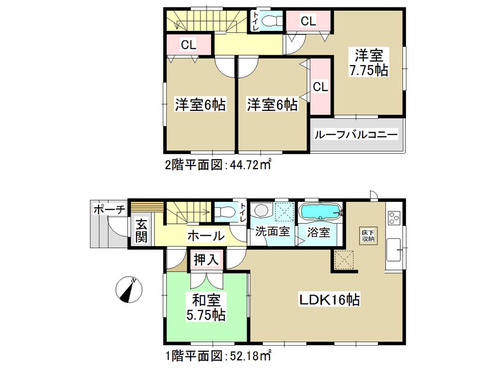 Floor plan. (1 Building), Price 29,800,000 yen, 4LDK, Land area 112.16 sq m , Building area 96.9 sq m