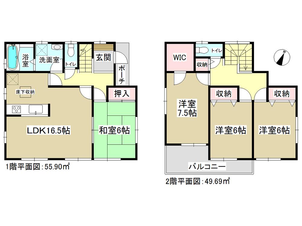 Floor plan. (Building 2), Price 31,800,000 yen, 4LDK, Land area 131.18 sq m , Building area 105.59 sq m