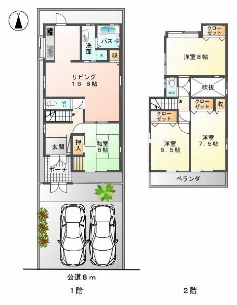 Floor plan. 23.8 million yen, 4LDK, Land area 122.11 sq m , Building area 103.68 sq m