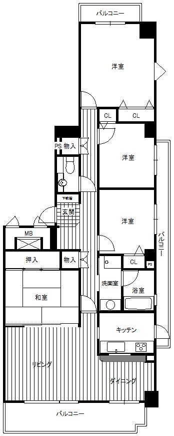 Floor plan. 4LDK, Price 20.8 million yen, Footprint 100.78 sq m , Balcony area 22.82 sq m