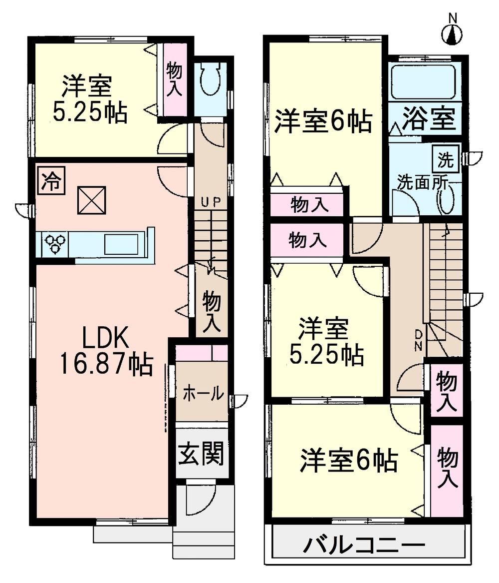 Floor plan. (1 Building), Price 25,800,000 yen, 4LDK, Land area 104.5 sq m , Building area 96.89 sq m