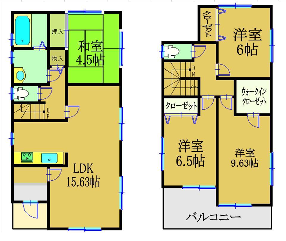 Floor plan. (1 Building), Price 29,800,000 yen, 4LDK, Land area 121.23 sq m , Building area 106 sq m