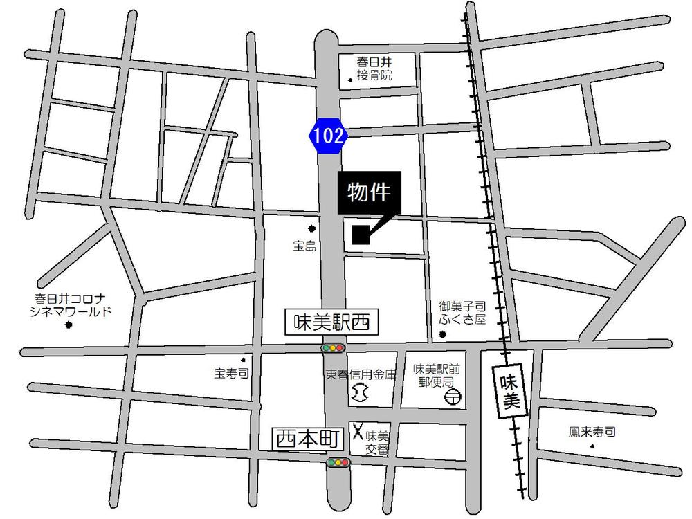 Local guide map. Kasugai Ajiyoshinishihon cho milestone 1549 No.