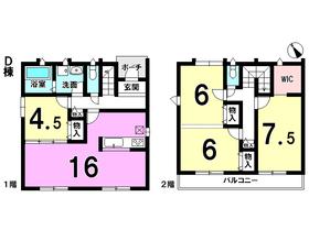 Floor plan. (D Building), Price 27,900,000 yen, 4LDK, Land area 121.55 sq m , Building area 97.73 sq m