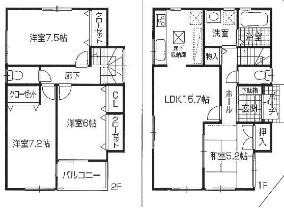 Floor plan. 30,800,000 yen, 4LDK, Land area 109.01 sq m , Building area 98.42 sq m