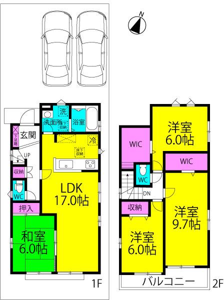 Floor plan. 29.5 million yen, 4LDK, Land area 123.28 sq m , Building area 108.89 sq m