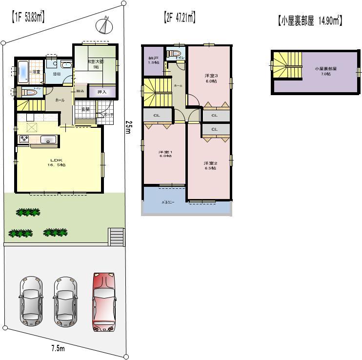 Floor plan. (D section), Price 35,800,000 yen, 4LDK, Land area 174.39 sq m , Building area 115.94 sq m