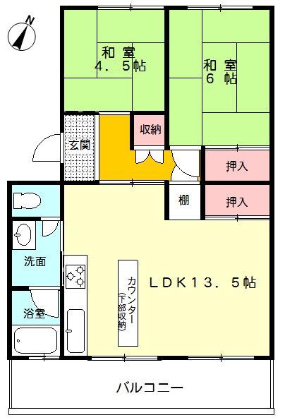 Floor plan. 2LDK, Price 4.3 million yen, Occupied area 51.63 sq m , Balcony area 8.17 sq m per diem is good.