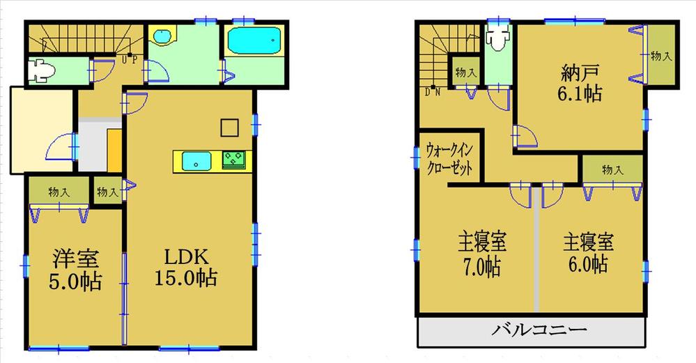 Floor plan. 35,900,000 yen, 3LDK + S (storeroom), Land area 104.5 sq m , Building area 98.51 sq m future partition possible 2 Kaiyoshitsu. 
