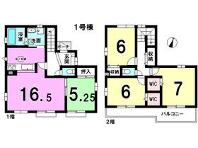 Floor plan. (1 Building), Price 26,900,000 yen, 4LDK, Land area 128.61 sq m , Building area 98.95 sq m