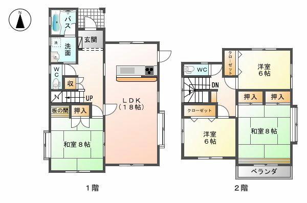Floor plan. Price 18.5 million yen, 4LDK, Land area 169.18 sq m , Building area 119.24 sq m