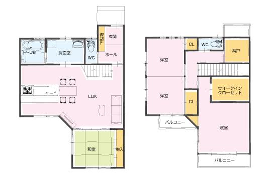 Building plan example (floor plan). Building plan example (A section) 3LDK, Land price 18,890,000 yen, Land area 131.48 sq m , Building price 12,080,000 yen, Building area 105.17 sq m