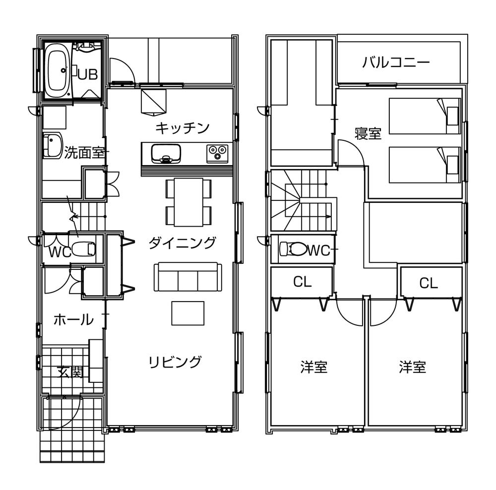 Building plan example (floor plan). Building plan example (D compartment) 3LDK, Land price 19,090,000 yen, Land area 132.9 sq m , Building price 11,898,000 yen, Building area 107.51 sq m