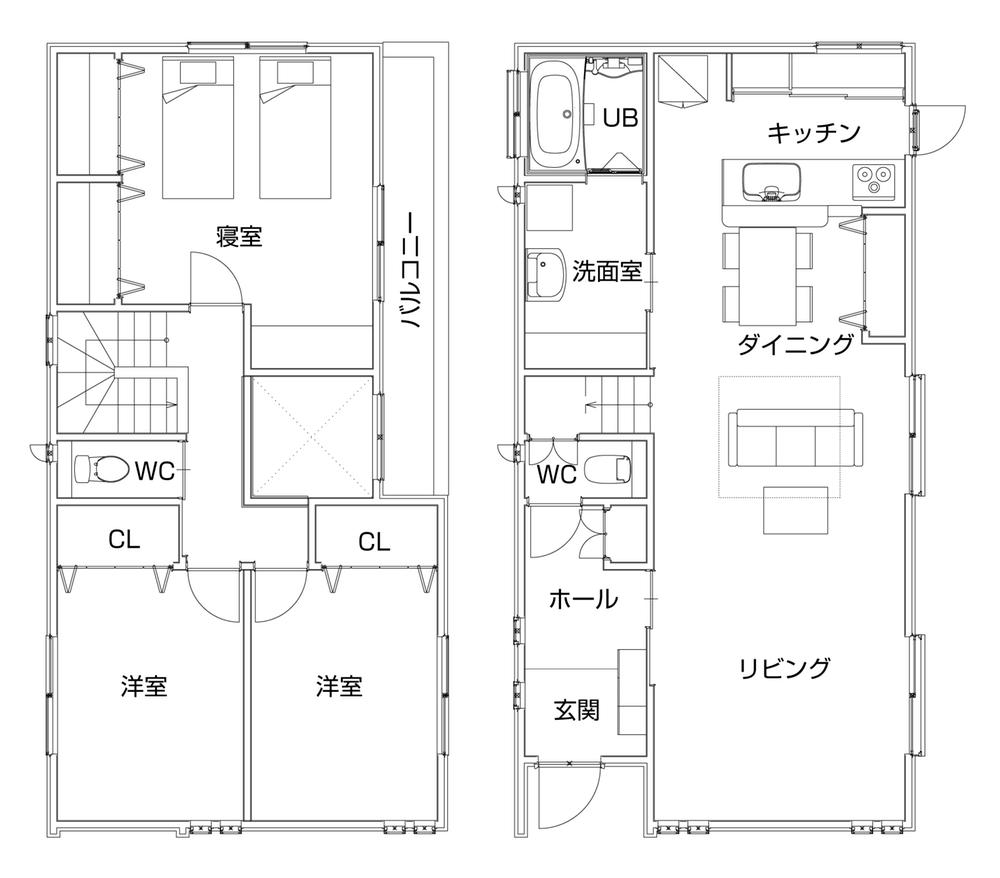 Building plan example (floor plan). Building plan example (B compartment) 3LDK, Land price 19.1 million yen, Land area 133 sq m , Building price 12,358,000 yen, Building area 103.51 sq m