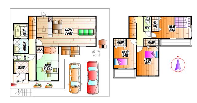 Floor plan. 22,800,000 yen, 4LDK, Land area 145.47 sq m , Building area 97.61 sq m 2 Building
