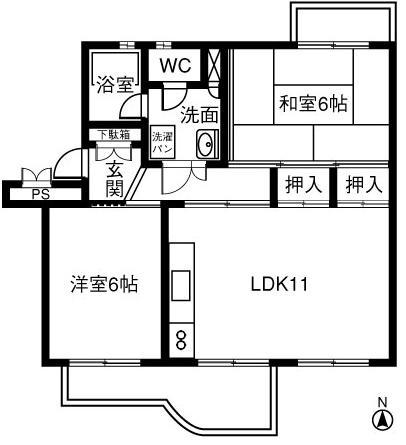 Floor plan. 2LDK, Price 2.1 million yen, Occupied area 53.73 sq m , Balcony area 8.89 sq m