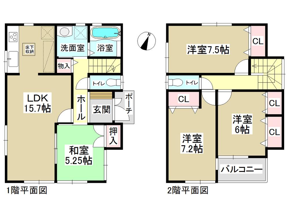 Floor plan. (Building 1), Price 30,800,000 yen, 4LDK, Land area 109.01 sq m , Building area 98.42 sq m