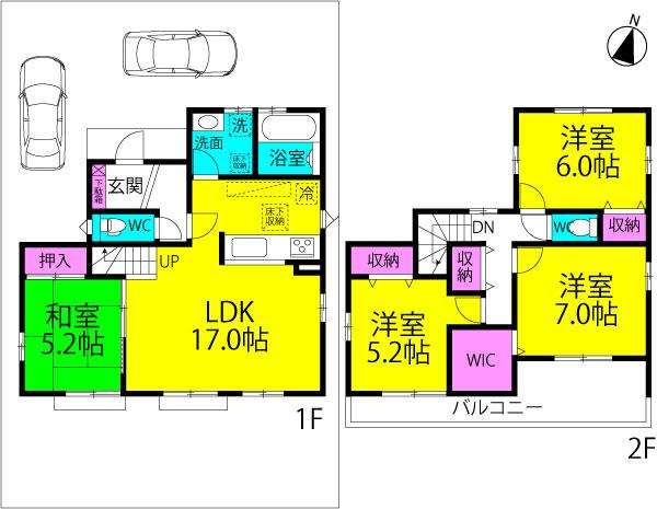 Floor plan. 25,500,000 yen, 4LDK, Land area 128.61 sq m , Building area 98.94 sq m
