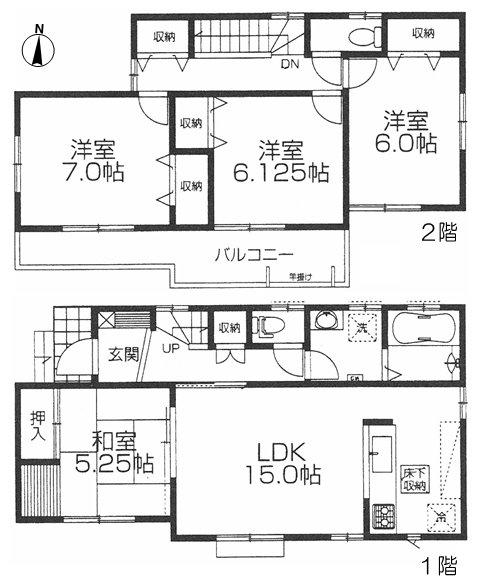 Floor plan. (1 Building), Price 27,900,000 yen, 4LDK, Land area 118.53 sq m , Building area 98.33 sq m