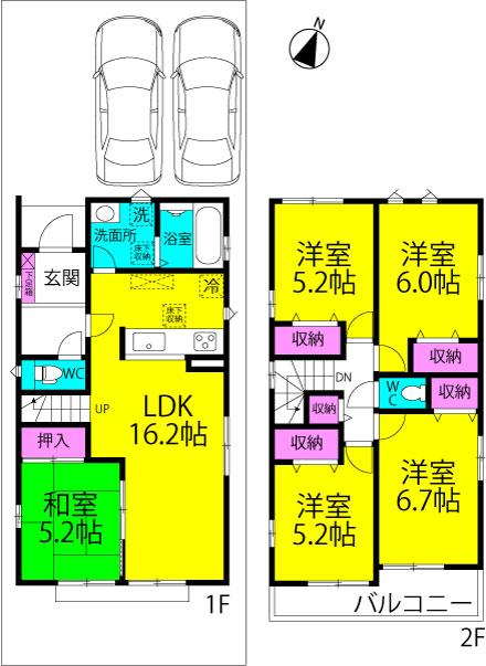 Floor plan. 28,900,000 yen, 5LDK, Land area 123.28 sq m , Building area 105.58 sq m