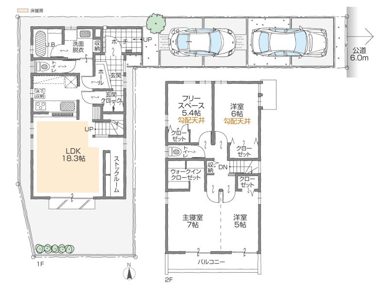 Floor plan. (C Building), Price 29,300,000 yen, 3LDK+3S, Land area 133.51 sq m , Building area 107.24 sq m
