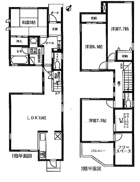 Floor plan. 34,800,000 yen, 4LDK + S (storeroom), Land area 126.23 sq m , Building area 116.8 sq m